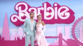 Ryan Gosling (left) and Margot Robbie pose for photographers upon arrival at the premiere of "Barbie" in London.