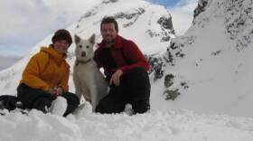 Laura Ogden, Jack Hannan, and Dr. Jones the dog.