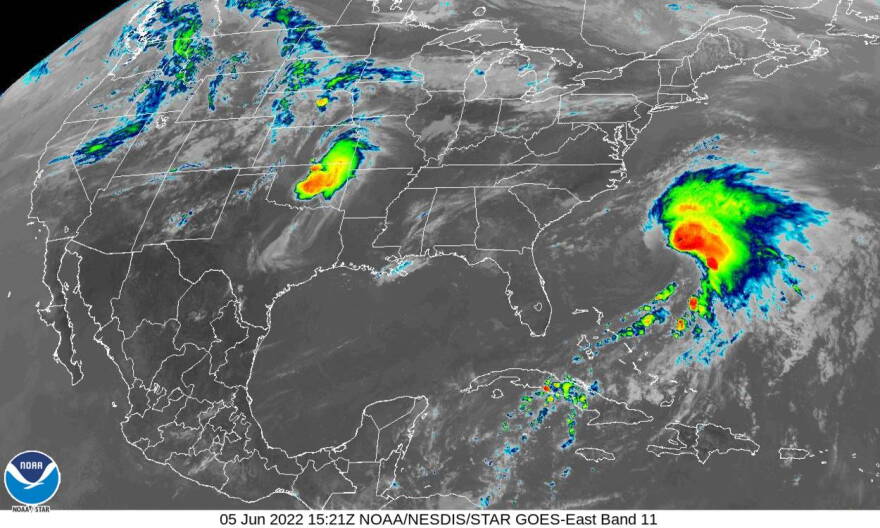 The disturbance kicked up some tropical-storm-force winds of 39 MPH in some areas, but forecaster said it never became organized enough to earn a name until it blew past the east coast of Florida into the Atlantic late Saturday afternoon where it finally became Tropical Storm Alex, the first of the Atlantic hurricane season.
