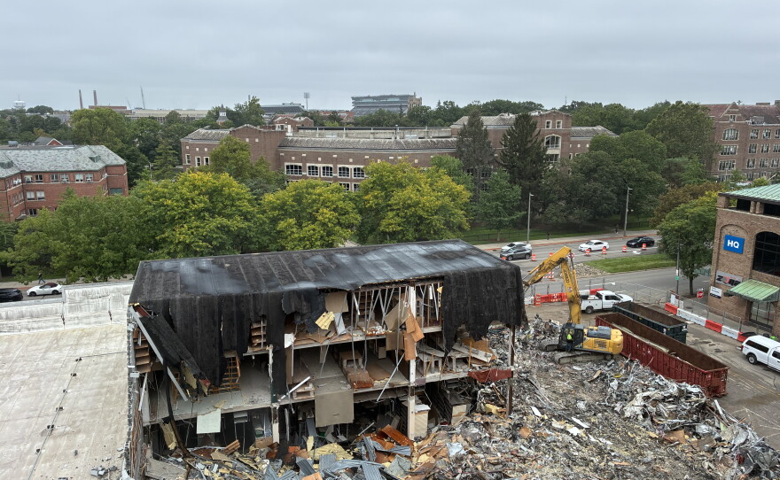 demolition of the book store site in East Lansing. 