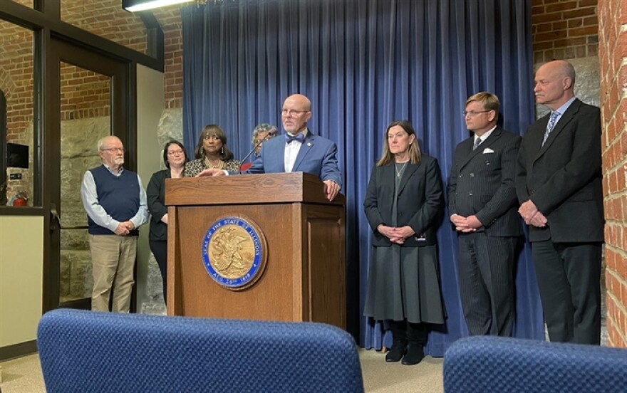 State Sen. Dave Koehler, D-Peoria, speaks at a news conference with other members of a new state task force aimed at amplifying the history of the Underground Railroad in Illinois.
