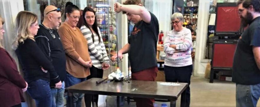 hands-on teaching of glass blowing