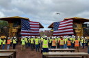A large crowd gathers at the Mesabi Metallics mine near Nashwauk to hear remarks from federal officials on Sept. 17, 2026.