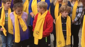 Students wearing yellow scarves for National School Choice Week