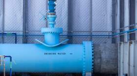 A view of a water pipe in the post treatment section with includes adding minerals and disinfection with chlorine into the water at the Claude "Bud" Lewis Carlsbad Desalination Plant, which opened on December 14, 2015 in Carlsbad, Photo taken in Carlsbad Desalination Plant in Carlsbad, CA on Wednesday, March 30, 2022. (Allen J. Schaben / Los Angeles Times via Getty Images)