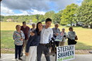Christian Urrutia (center) endorsed former rival Stefany Shaheen in the Democratic primary for New Hampshire's 1st Congressional District at an event in Merrimack, Sunday, Sept. 6, 2026.