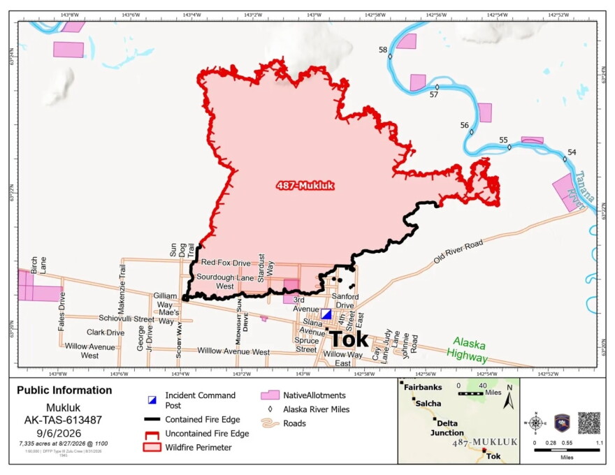 The perimeter of the Mukluk Fire as of Sept. 6, 2026.