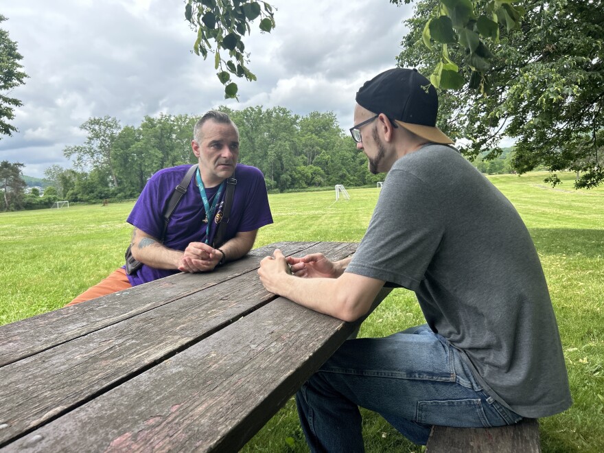 Butch Andreas, left, does homeless outreach in the Southern Tier.