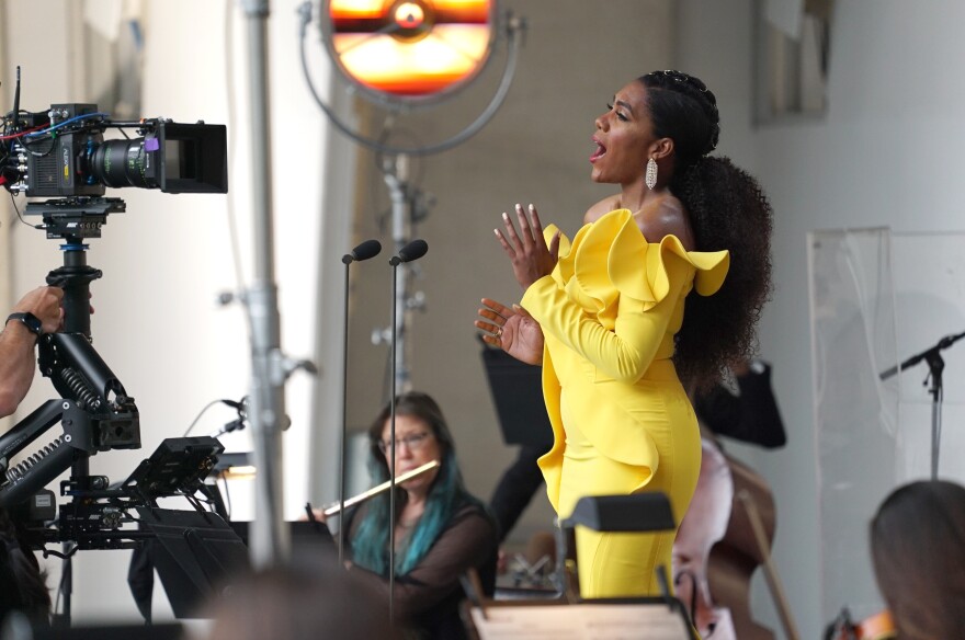 Mezzo-soprano and activist J'Nai Bridges performs in the Global Citizen Concert, a socially distanced event at the Hollywood Bowl, in June 2020. Bridges says she knew she had a voice for activism pre-pandemic, but never "really had the opportunity to use it, without fear of retribution."