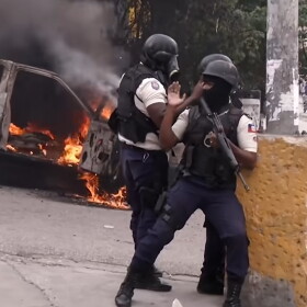 A Haiti street after a gang battle
