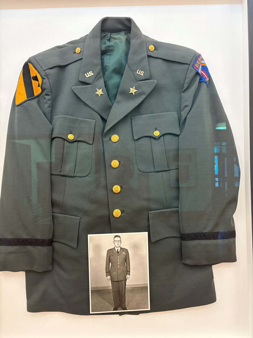 One of Col. Robert Spiller's uniforms hangs in the veterans nursing home bearing his name in Bowling Green.