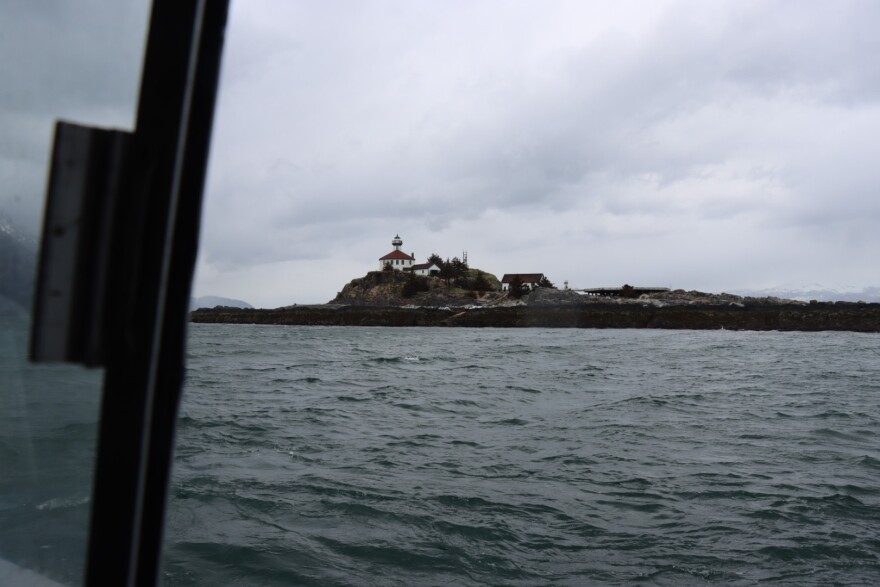 Eldred Rock Lighthouse, as seen from a boat full of volunteers on May 17, 2026.