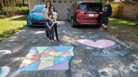 The Carter family with their chalk art