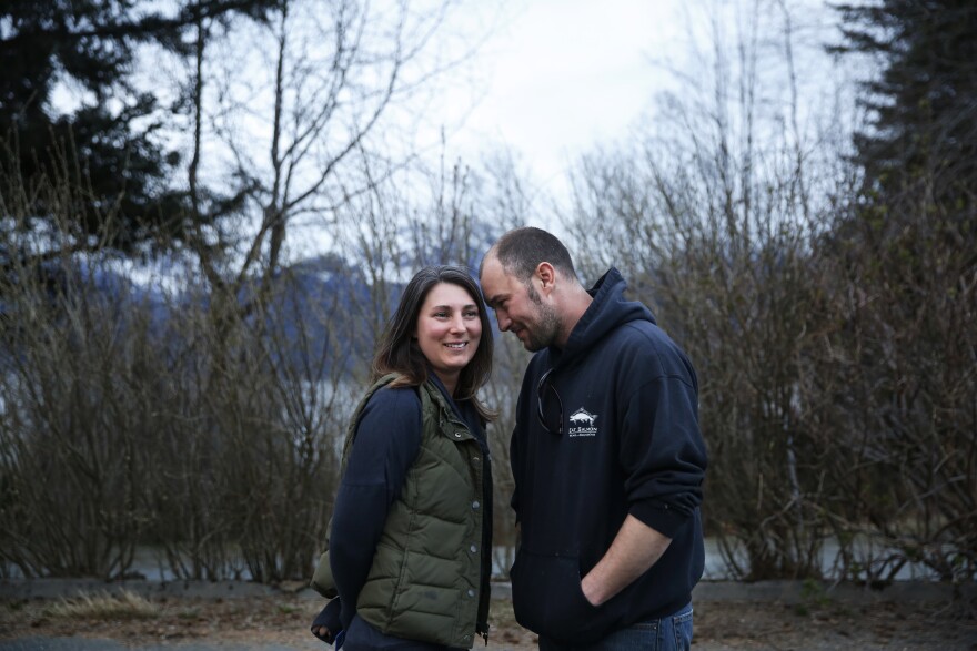 Haynes Tormey and his wife, Katie. Haynes moved back to Haines, the town where he grew up, and is now a mechanic and commercial fisherman.