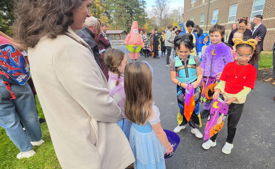 Visitors to the Scranton School for Deaf & Hard-of-Hearing Children watched a Halloween costume parade on Friday.