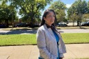 Esmeralda Castle, mother of Culinary Specialist Third Class Angelina Resendiz, waits outside the courthouse at Naval Station Norfolk.