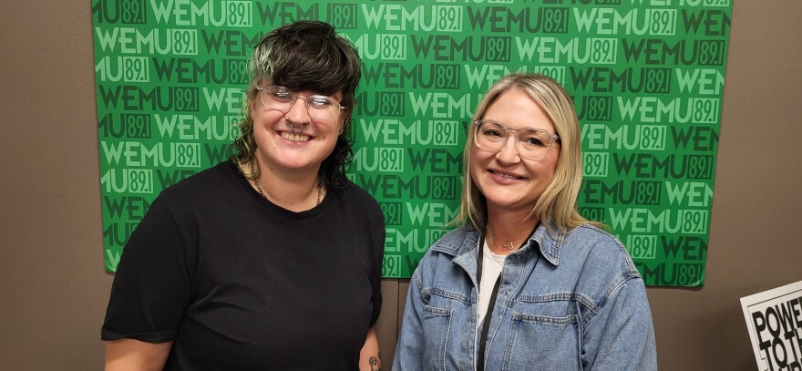 Concentrate Media's Lee Van Roth (left) and Packard Health reentry coach Jessica Slone at the Timko Broadcast Center.