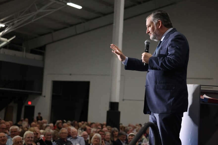 Sen. Ted Cruz addresses a crowd of conservative activists in Iowa.
