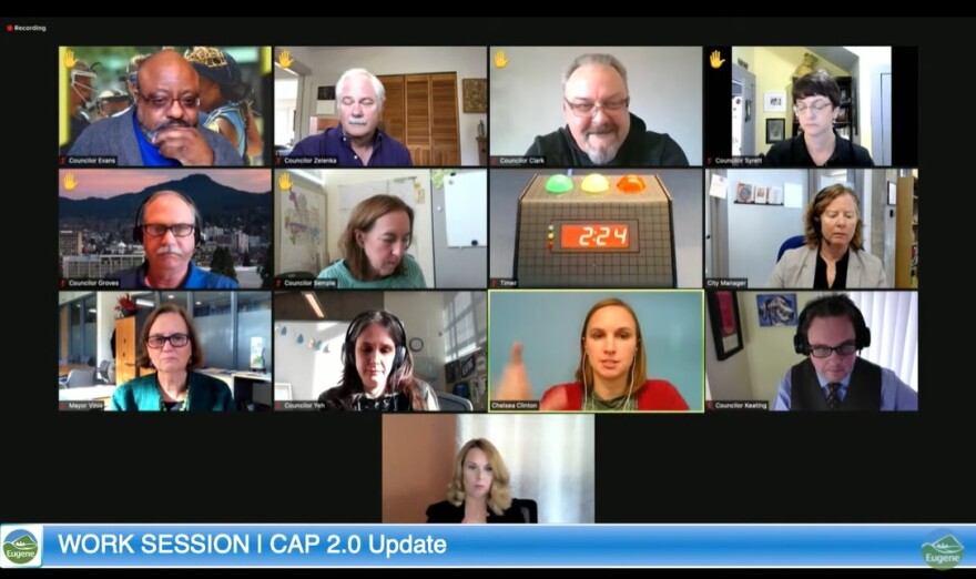 Screenshot of Eugene City Council meeting, 11/17/2021