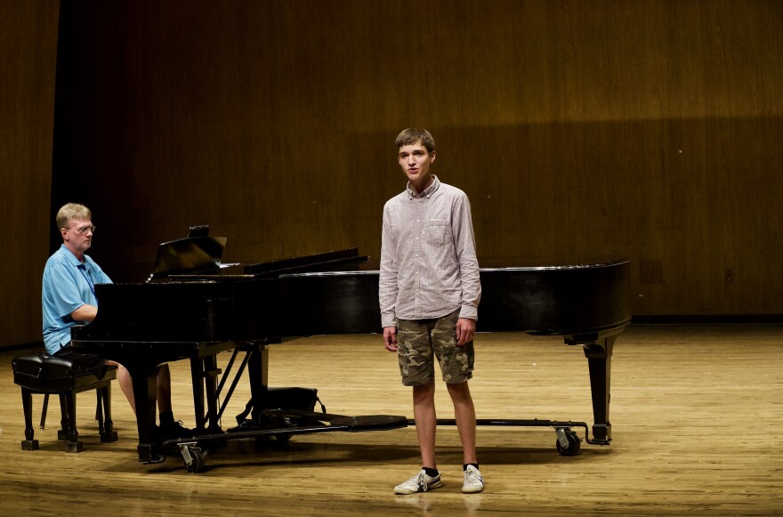 Vocal music student Dawson Gorby, of Leitchfield, Ky., sings a song during a Governor's School of the Arts lesson on July 26, 2022.