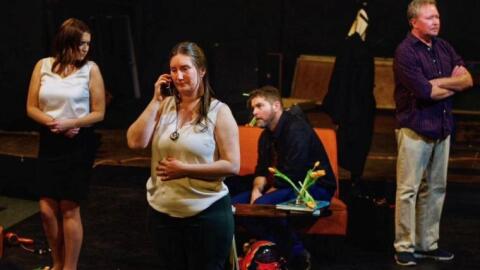 [Left to right] Leslie Day, Stephanie Burrough, Thomas Alan Taylor, and Mike Schulz in God of Carnage.