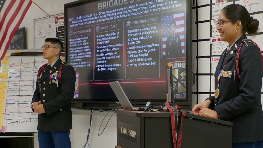 Cadets at South Fort Myers High School present their goals for JROTC and life during a recent accreditation session.