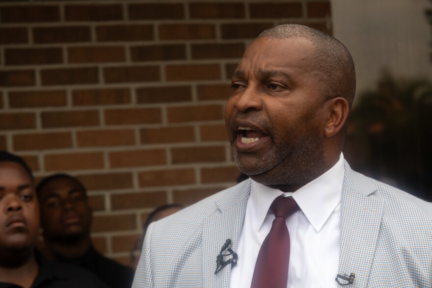 South Carolina State University President Alexander Conyers addresses students Wednesday afternoon. "I certainly don't want people to think that the students here at South Carolina State University — future educators, doctors, lawyers, attorneys, scientists, business owners — are thugs or think that they're a mob," he said.
