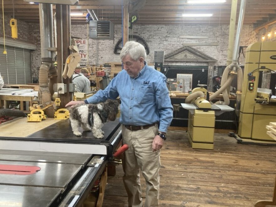 Shop Class owner Maurice Howland and the business’ head of security, a shitzhu named Gator (short for Gator Bait.)