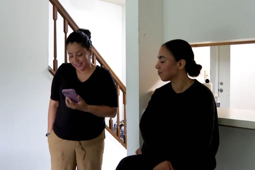 Carballo and Mahogani talk with Rosales on Monday evening. They're able to see video of his end of the call, but not vice versa.