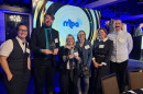 KAXE's Charlie Mitchell, Andrew Dziengel, Heidi Holtan, Jennifer Barr, Kari Hedlund and Malachy Koons at the Minnesota Broadcasters Association Excellence Awards, Oct. 7, 2026, in Hastings.