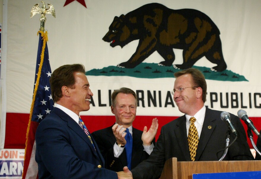 Ron Nehring, seen in 2003 with Arnold Schwarzenegger, is a national spokesman for Ted Cruz and the Cruz campaign chairman in California.