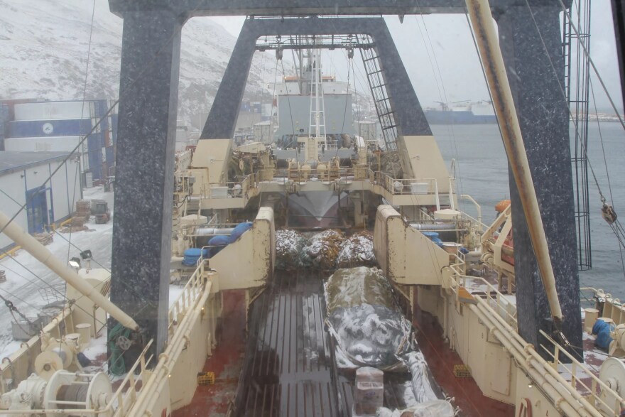 actory Trawlers like the F/T Alaska Ocean, pictured here in Dutch Harbor in 2023, harvest Alaska pollock in the Bering Sea and process it onboard, producing fillets, surimi and fish oil all aboard the ship.