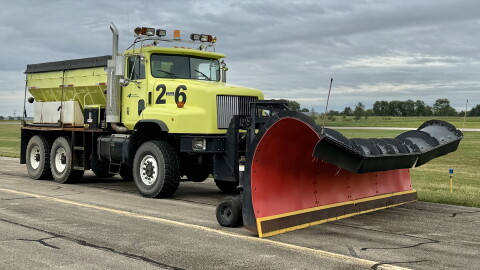 Here's the used snow plow that will clear the runway and taxiways at the Pekin Municipal Airport.