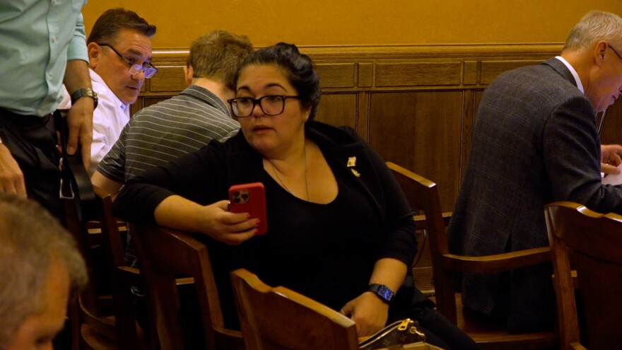 Tore Maras in an Ohio Supreme Court hearing room where validity of her submitted petitions is being considered.