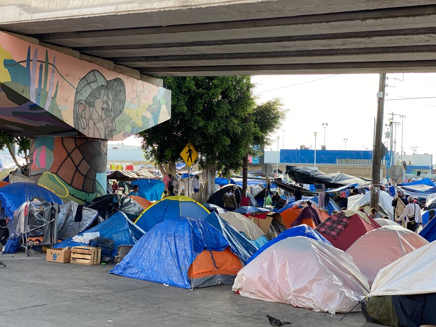 An encampment near the U.S.-Mexico border. There have been more than 10,000 violent attacks on migrants living at the border since the Trump anti-immigration policies were enacted