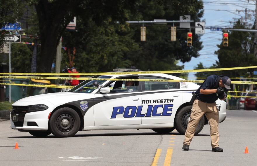 Rochester police respond to a homicide scene on Avenue D and Joseph Avenue.