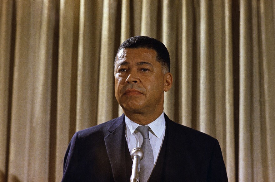 Sen. Edward Brooke, R-Mass., delivers a speech in 1968. He was the special guest speaker for Wellesley's commencement in 1969.
