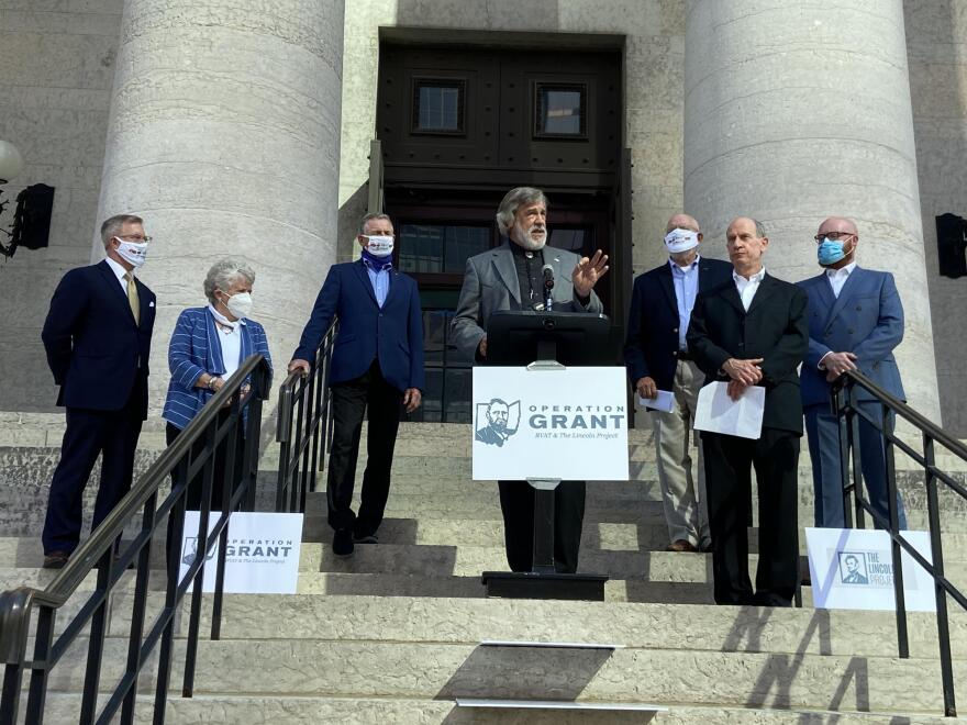 Operation Grant supporters in front of the Ohio Statehouse.