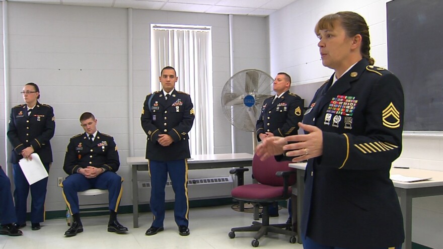 Sgt. 1st Class Lahomma Fowler talked to her platoon about the deployment. Fowler explained to her soldiers: “If you have vouchers pending for dental, medical, hearing – any of that stuff - when you call to make your appointment, you tell them: ‘I am a dep