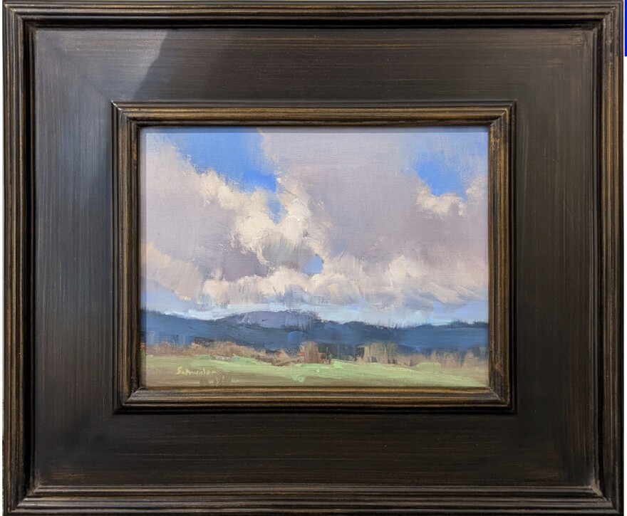 Sally Schwader "Cloudy Day in Oregon," Oil Size: 16x14in framed