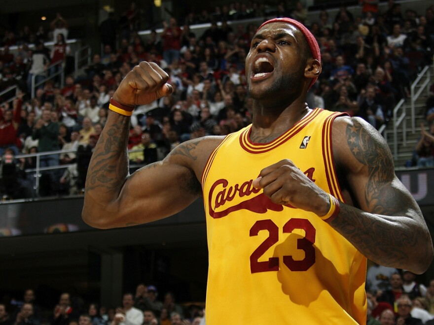 LeBron James plays forward for the Cleveland Cavaliers.