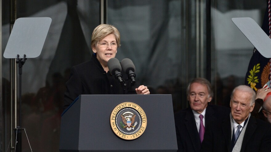 Sen. Elizabeth Warren speaks at the dedication ceremony for the Edward M. Kennedy Institute for the United States Senate in 2015.