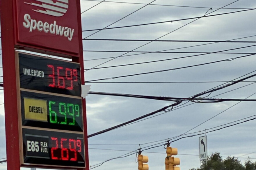 A gas station in Indianapolis advertises diesel at $6.99 a gallon on Wednesday, Sept. 30, 2026. Diesel hit a record high price in September.