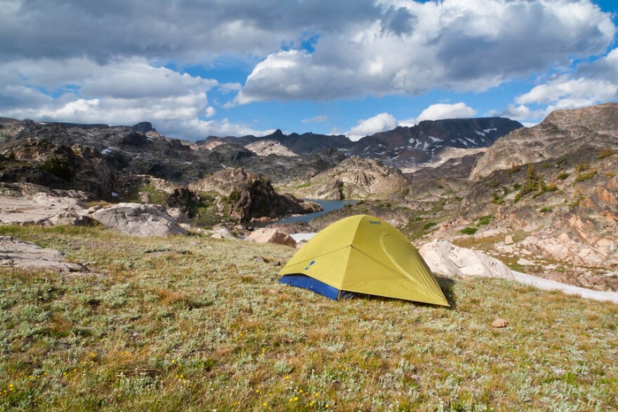 Camp at Cloverleaf Lakes in Carbon, Montana, taken in 2008. 