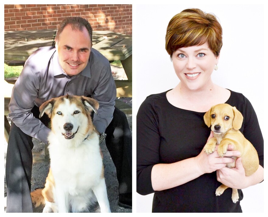 John Goodwin (at left) is with the Humane Society, and Sarah Javier leads the Animal Protective Association of Missouri.