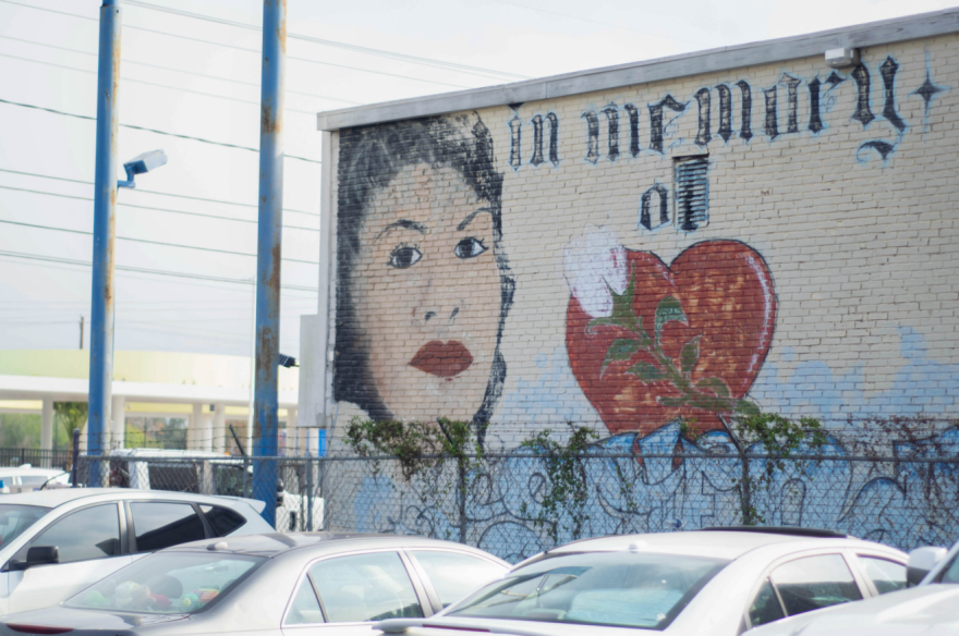 One of the earliest memorial murals to Selena is seen near Port Avenue and Ayers Street in Corpus Christi.