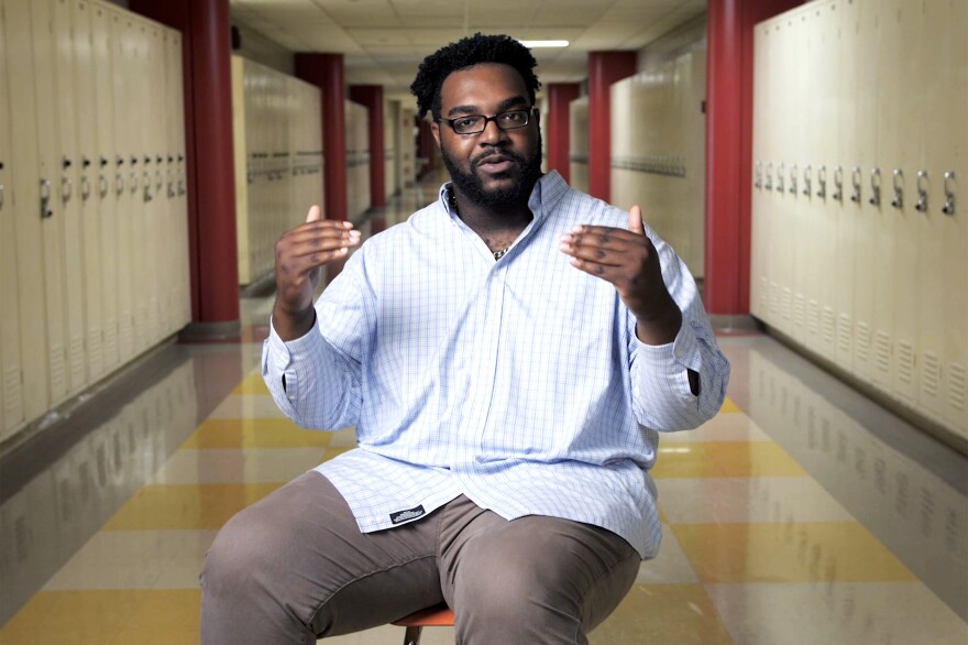 Henley Solomon, 24, an assistant teacher at Conard High School in West Hartford is interviewed. Henley attend Conard as an Open Choice Student.