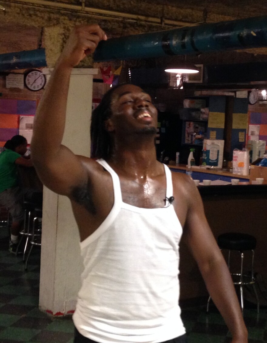 Joshua Weaver practicing praise dancing at the Street Scene Teen Center, Chapel Hill.