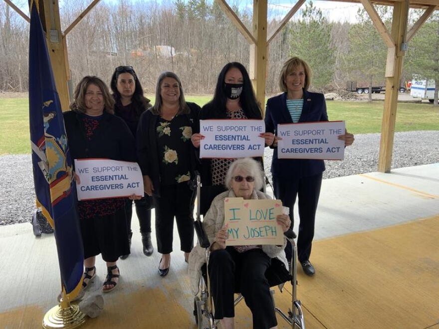 Rep. Claudia Tenney (far right) with Karla Abraham-Conley and other essential caregivers and advocates. TOM MAGNARELLI / WRVO PUBLIC MEDIA