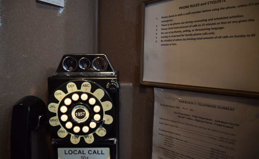 Phone calls are limited to rotary phone at reSTART, where only family calls are allowed, and only on Sundays. 